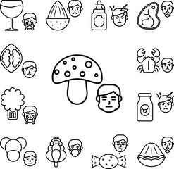 Fototapeta premium Mushroom, allergic icon in a collection with other items
