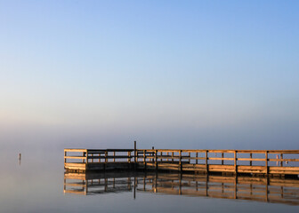 pier in the morning in Detroit Lake, Minnesota