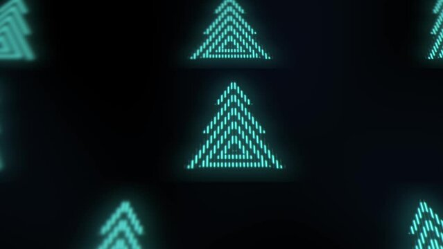 Neon green christmas trees pattern, motion abstract disco, club and party style background