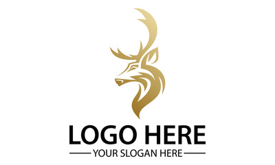 Luxury Gold Abstract Deer Head Logo Design