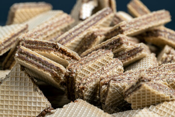 thin multi-layered waffles with chocolate filling