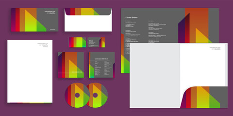 Colorful Blended Shapes Gradient Corporate Business Identity Stationery