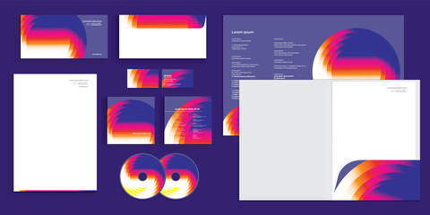 Gradient Mesh Multicolored Wheel Holographic Circles Corporate Business Identity Stationery