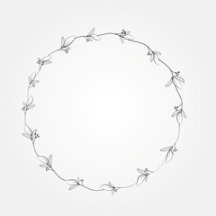 radial frame botanical simple design vector