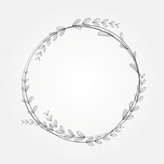 circle botanical frame vector design