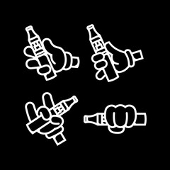 HAND IS HOLDING A PEN VAPE CARTOON NEGATIVE LINE ART LOGO COLLECTION