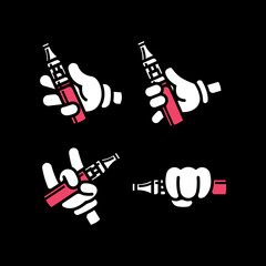 HAND IS HOLDING A PEN VAPE IN SOME DIFFERENT WAY NEGATIVE STYLE LOGO COLLECTION