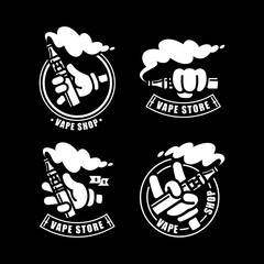 HAND IS HOLDING A SMOKY PEN VAPE NEGATIVE STYLE LOGO DESIGN COLLECTION