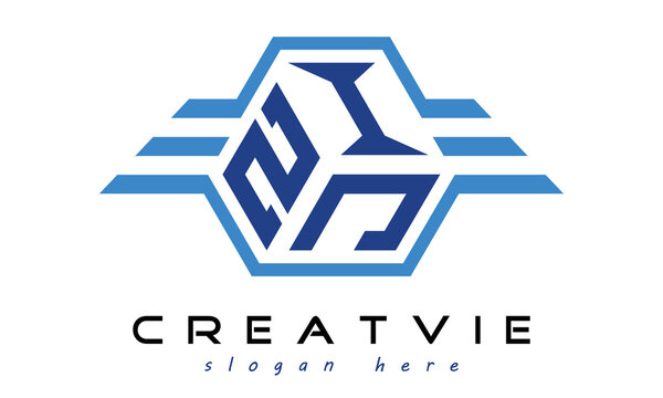 ZIJ three letter geometrical wings logo design vector template. wordmark logo | emblem logo | monogram logo | initial letter logo | typography logo | business logo | minimalist logo |
