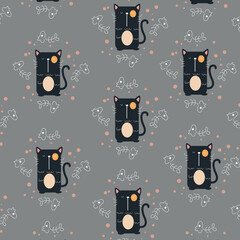 Seamless cats background vector