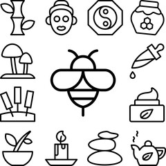 Bee therapy alternative medicine icon in a collection with other items