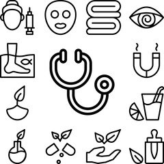 Stethoscope alternative medicine icon in a collection with other items