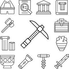 Fototapeta premium pickaxe, tool icon in a collection with other items