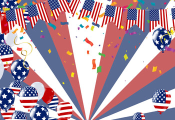 Obraz premium Kids party USA with balloons on background