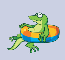 summer holiday lizard. Isolated animal illustration. Flat Style Sticker Icon Premium vector