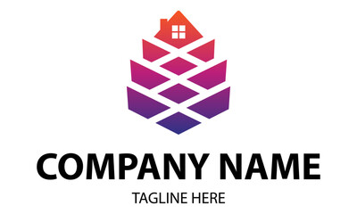 Gradient Orange to Purple Color Urban Pine Modern Building Logo Design