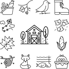 Barn icon in a collection with other items