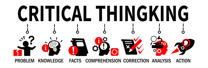 Fototapeta na wymiar Critical thinking Banner. Critical thinking concept. Critical thinking Vector Illustration with icons.