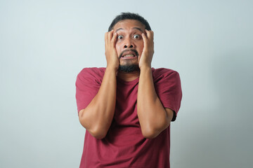worried face expression of man isolated in white background