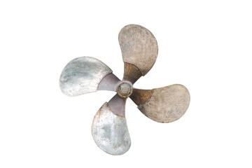 Boat propeller isolated on white with clipping path. - obrazy, fototapety, plakaty