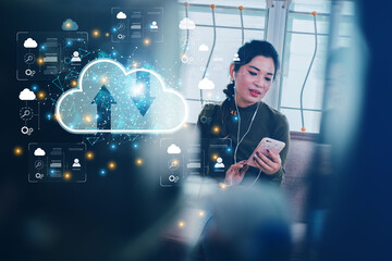 cloud technology concept Global network of metaverse systems exchange of information global business Megatrends on the Internet for Telecommunication
