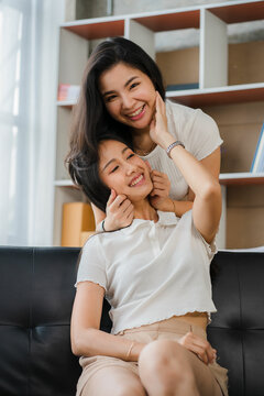 lesbian couple concept
Beautiful Asian girlLesbian couple in a room at home with a smiling face,LGBT sex concept and a happy lifestyle together.