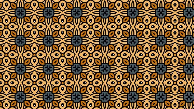 Seamless tile pattern animation with floral signs. Panning	