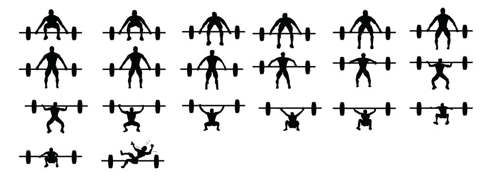 Weight lifting failed image sequence for animation.