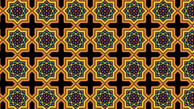 The beautiful geometric floral pattern with black crosses. Panning