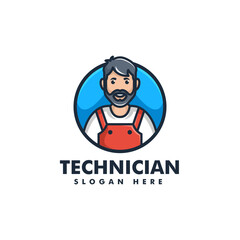 Naklejka premium Vector Logo Illustration Technician Mascot Cartoon Style.