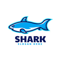 Vector Logo Illustration Shark Simple Mascot Style.