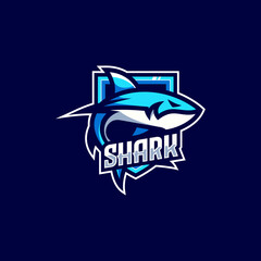 Vector Logo Illustration Shark E-Sports and Sports Style.