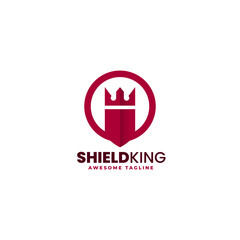 Vector Logo Illustration Shield King Simple Color Style.