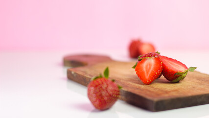 Strawberry on cutting board