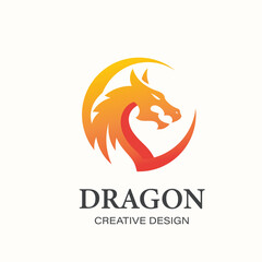 dragon head in a circle shape logo design