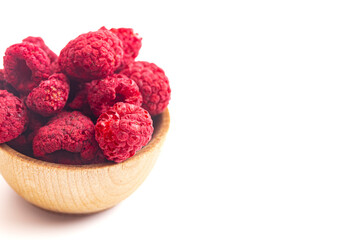 Freeze Dried Red Raspberries  Isolated on a White Background