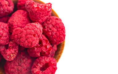 Freeze Dried Red Raspberries  Isolated on a White Background