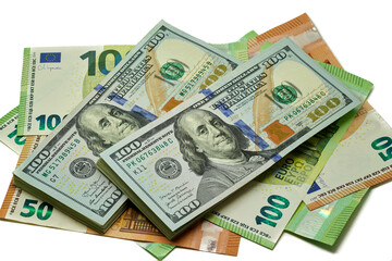Billetes dólares y euros