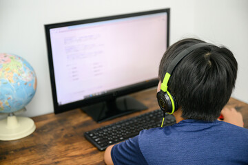 パソコンをする少年