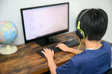 Boy playing computer