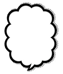 シンプルでポップなもくもく雲ふきだし　縦型