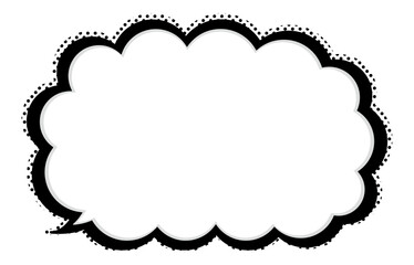 シンプルでポップなもくもく雲ふきだし　横型