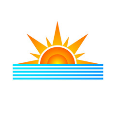 Sun and sea logo, wave icon