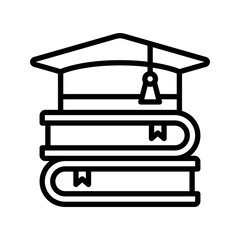 education icon black outline vector isolated on white background