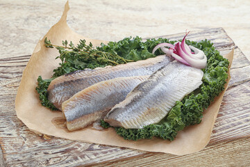 Marinated Herring fillet with onion