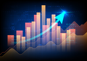 Abstract background graph financial investment or business concept based on economic trends