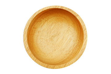 Wooden bowl isolated on white background. Clipping path.