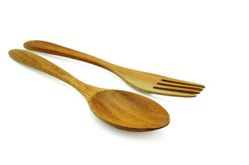 Wooden spoon on white background. Clipping path.