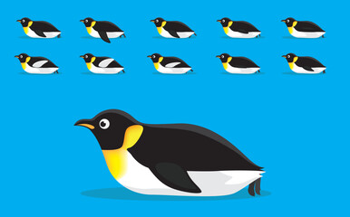 Penguin Emperor Sliding Animation Frame Cute Cartoon Vector Illustration
