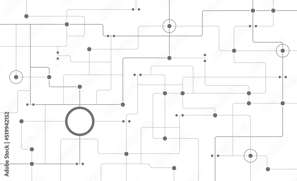Aufkleber Complex circuit board system connected dots and lines background template. Big data blockchain linked global digital database graphic vector